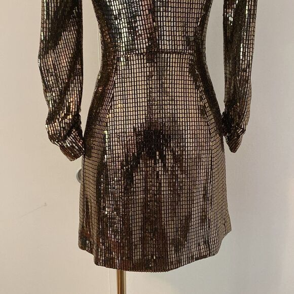 Zara Gold Metallic Sequin Blazer Dress XS - Picture 7 of 16